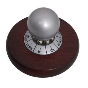 Decision Maker Novelty Desktop Paperweight Wood Base Metal Spinning Ball